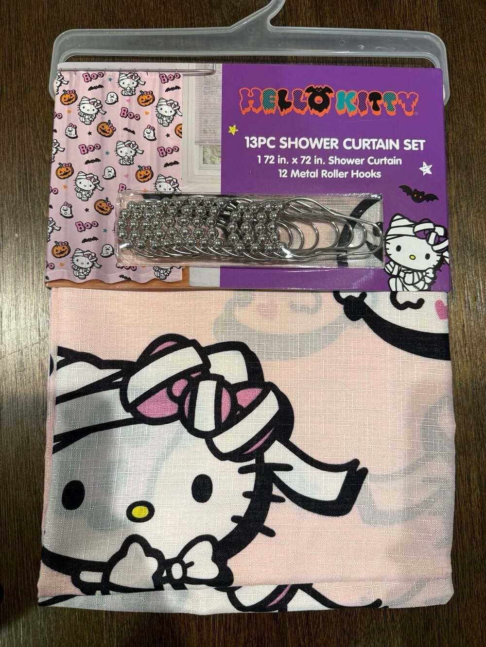 Sanrio Hello Kitty Halloween Shower Curtain 72x72 Mummy Pumpkin